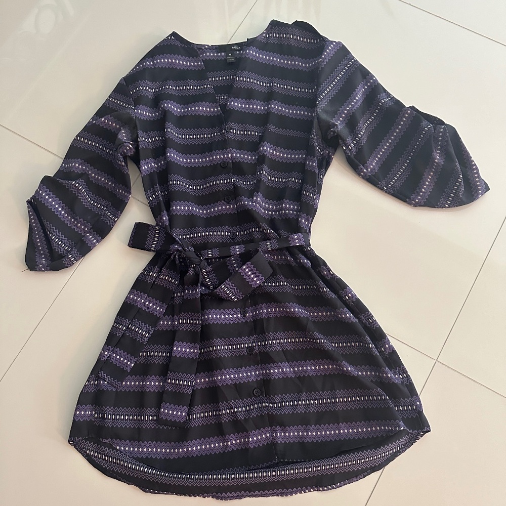 Belted High Low Shirt Dress